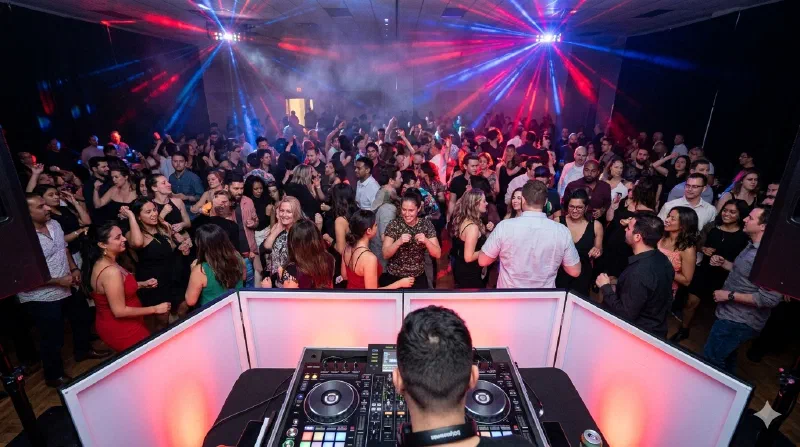 High-energy community social DJ setup at a local arena and community center in Ethelbert, Parkland Region, Manitoba